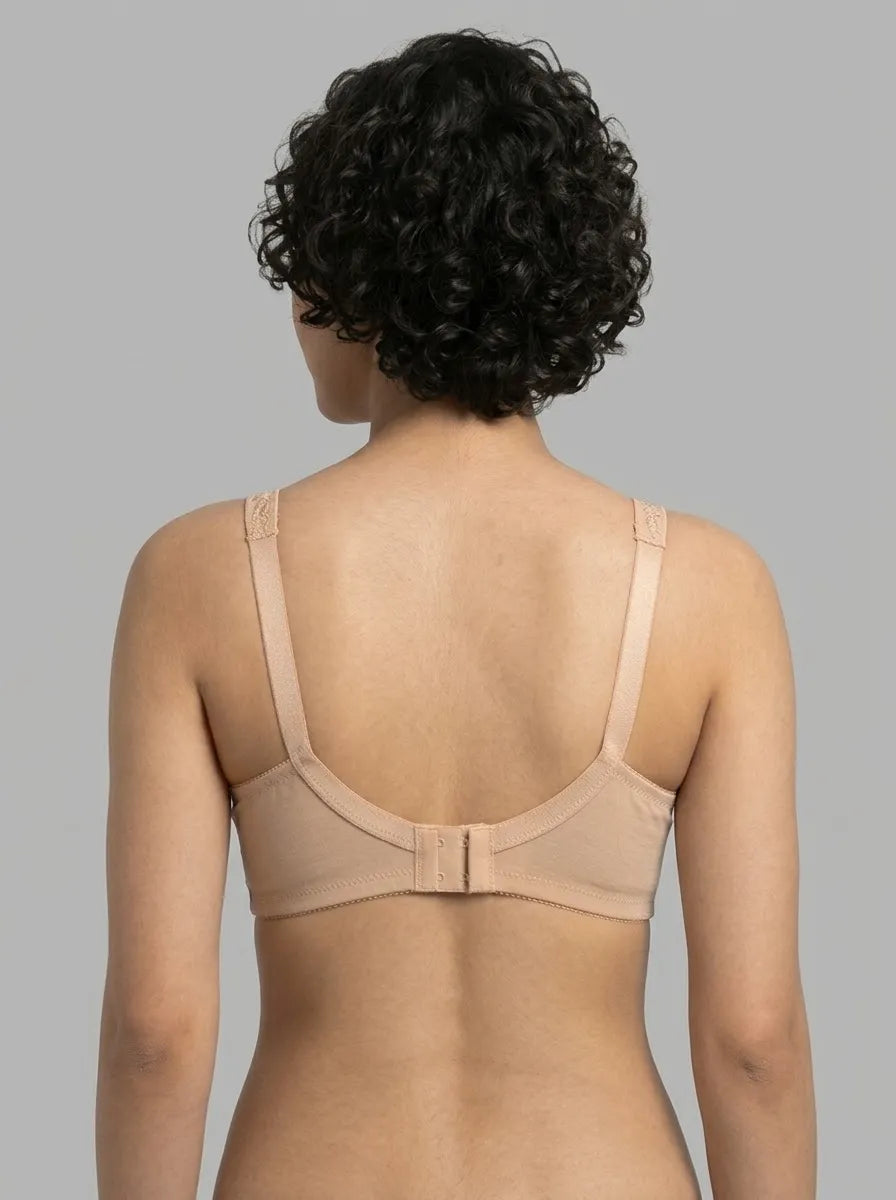 Skin Embroidered Cotton Bra โ Non-Padded, Non-Wired, Full Coverage