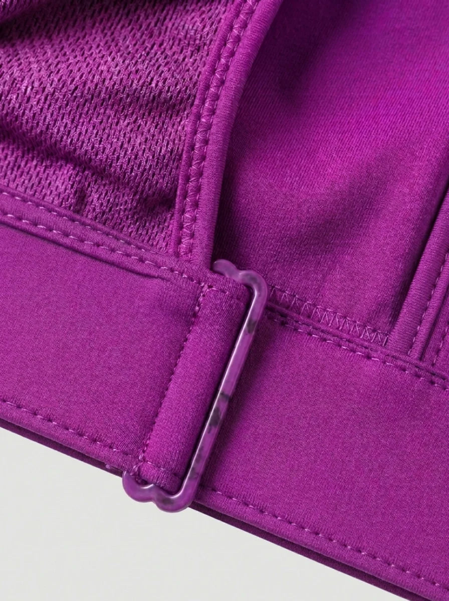 Front Zip High-Support Casual Sports & Gym Bra - Purple