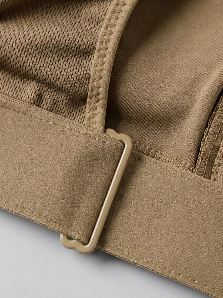 Front Zip High-Support Casual Sports & Gym Bra - Beige