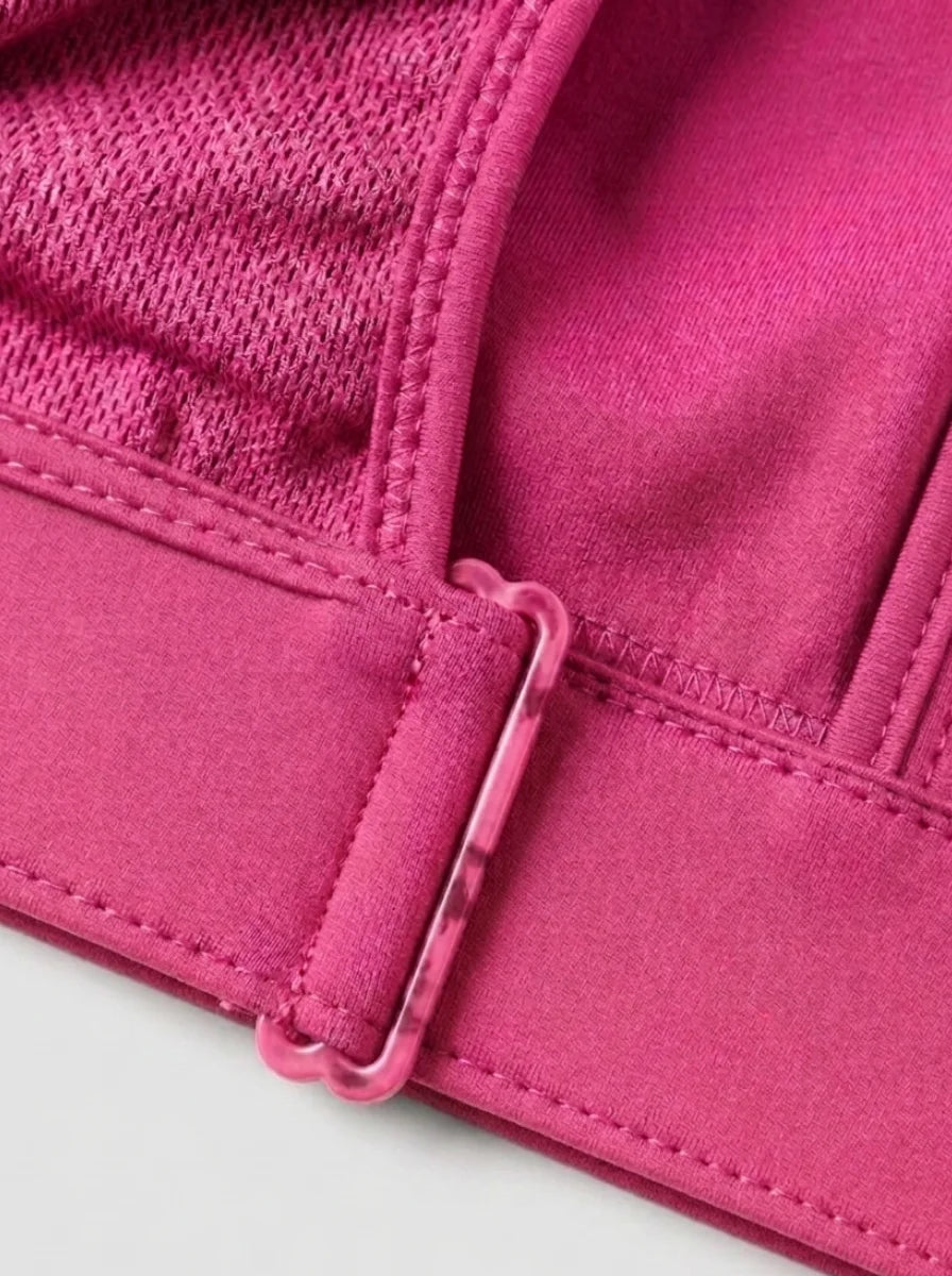 Front Zip High-Support Casual Sports & Gym Bra - Pink
