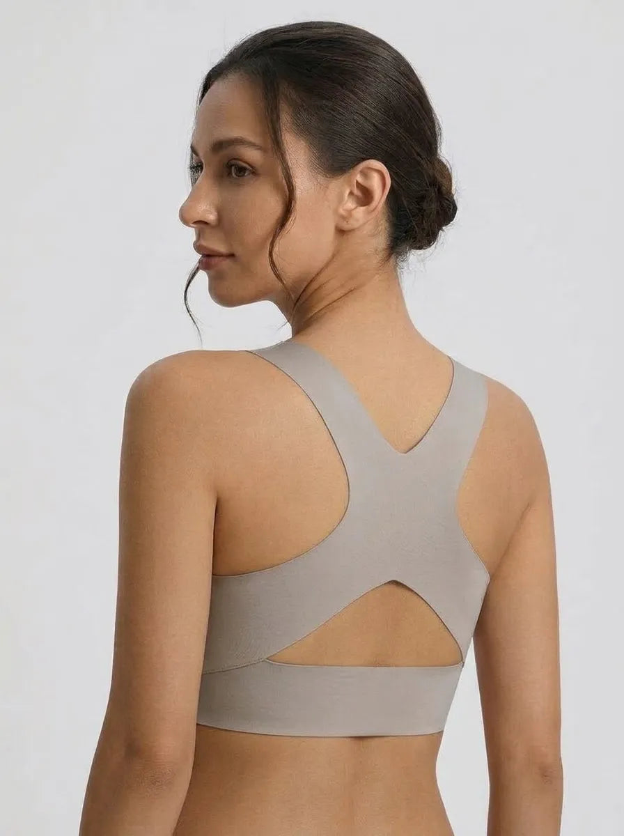Women's Front Closure Lace Support Bra | Grey