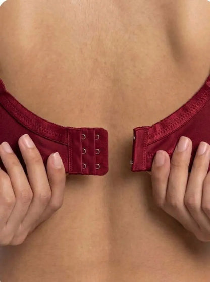 Maroon Embroidered Cotton Bra – Non-Padded, Non-Wired, Full Coverage