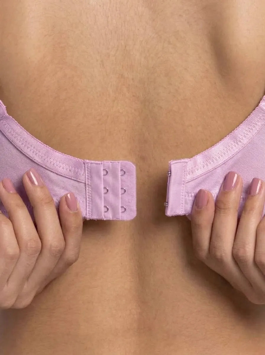 Pink Embroidered Cotton Bra – Non-Padded, Non-Wired, Full Coverage
