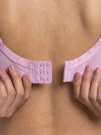 Pink Embroidered Cotton Bra – Non-Padded, Non-Wired, Full Coverage