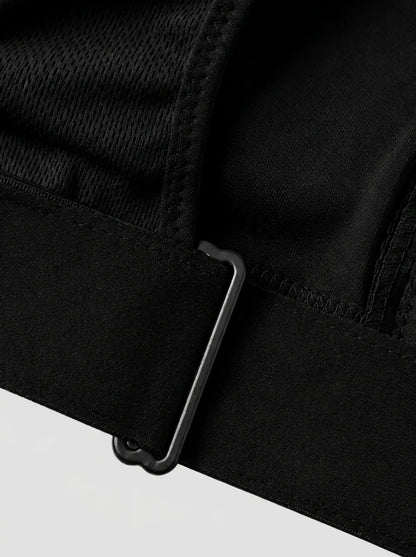 Front Zip High-Support Casual Sports & Gym Bra - Black
