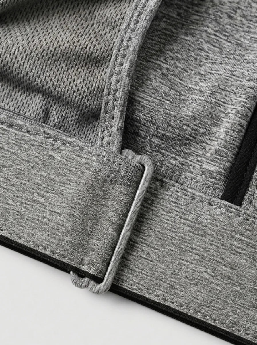 Front Zip High-Support Casual Sports & Gym Bra - Grey