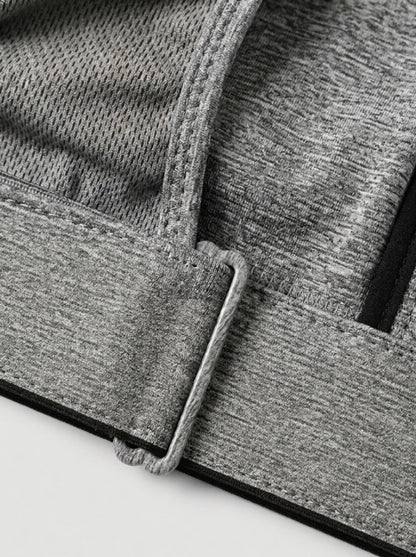 Front Zip High-Support Casual Sports & Gym Bra - Grey