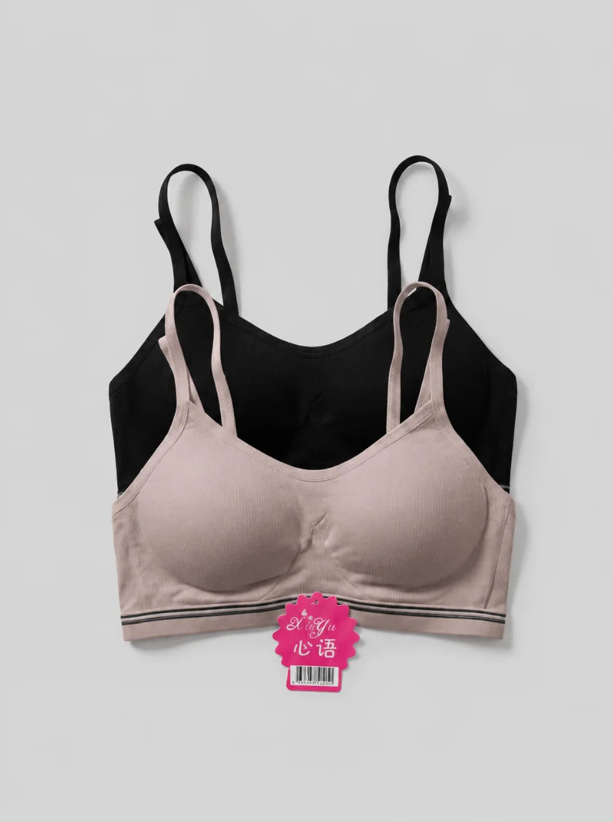 Teenage Seamless Cotton Training Bra – Pack of 2 (Black & Dusty Pink)