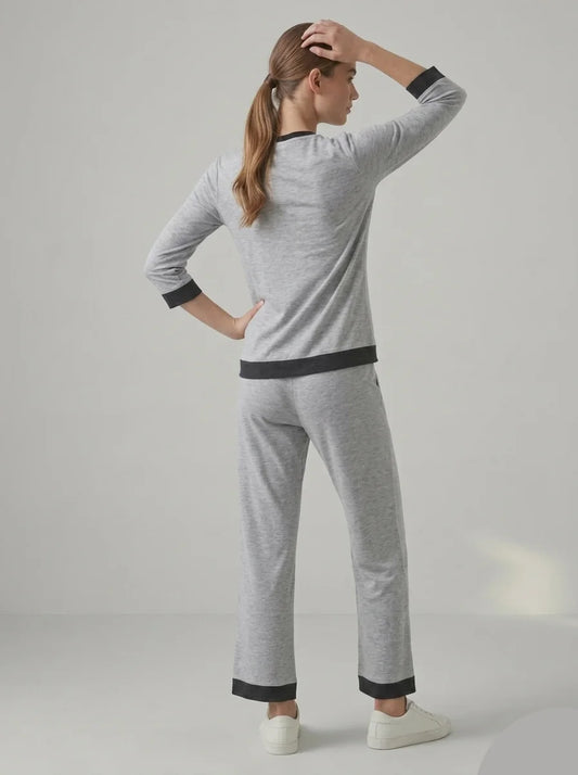 Premium Cotton Jersey PJ Set for Women – Light Grey