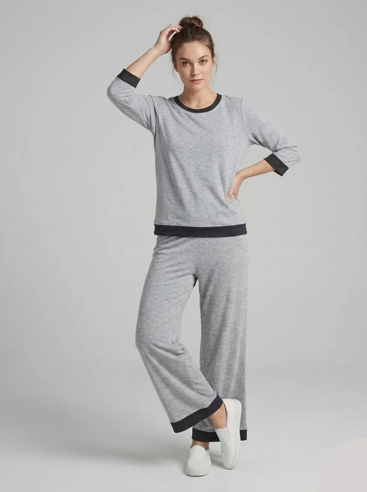 Premium Cotton Jersey PJ Set for Women – Light Grey