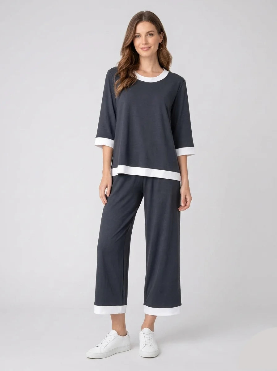 Premium Cotton Jersey PJ Set for Women – Black