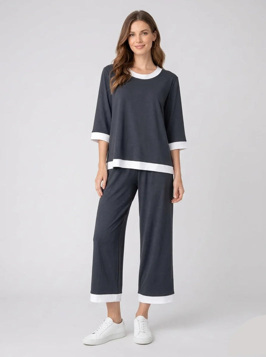 Premium Cotton Jersey PJ Set for Women – Black