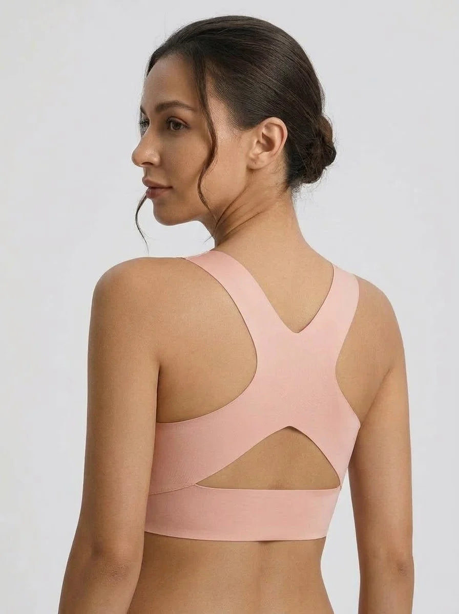 Women's Front Closure Lace Support Bra | Pink